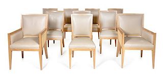 * After Jean Michel Frank, American, Late 20th Century, Set of Ten Custom Dining Chairs Mattaliano, USA