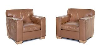* After Jean Michel Frank, American, Late 20th Century, Pair of Club Chairs