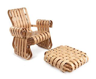 Frank Gehry, (Canadian, b. 1929), Power Play Lounge Chair and Ottoman Knoll, USA
