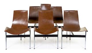 Willian Katavolos, Ross Littell and Douglas Kelly, (American, 20th Century), Set of Six T-Chairs, Model 3-LC Laverne Internation