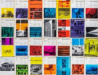 Bauen+Wohnen, Switzerland, Mid 20th Century, 88 Issues Spanning 1950-1970 1950, Two Issues 1963, Six Issues 1964, Eleven Issues