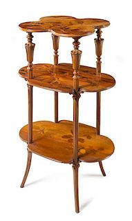 Emile Galle, (French, 1846-1904), Three-Tier Etagere with Marquetry Inlay