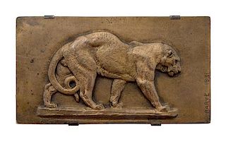 After Antoine-Louis Barye, France, Early 20th Century, Walking Panther Plaque