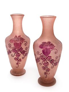 Legras, France, Early 20th Century, Pair of Tall Vases