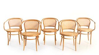 After Josef Hoffmann, Mid 20th Century, Set of Five Arm Chairs Thonet / Stendig