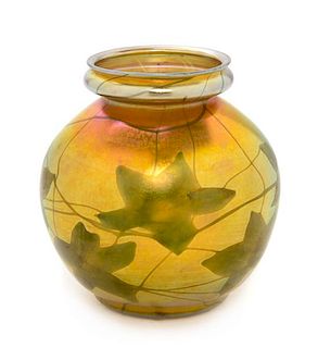 Tiffany Studios, American, Early 20th century, Vase with Vine and Leaf Motif