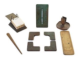 Tiffany Studios, American, Early 20th Century, Zodiac Desk Set Comprised of Nine Items