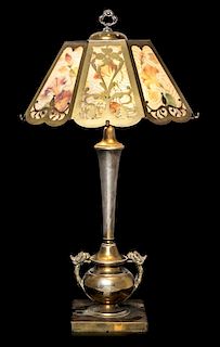 * Pairpoint, American, Early 20th Century, Reverse Painted Table Lamp