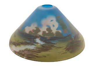 American, Early 20th Century, A Reverse Painted Lamp Shade