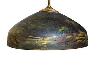 Pittsburgh Lamp, Brass and Glass Company, American, Early 20th Century, Call of the Wild Pendant Lamp