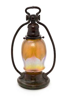 * Tiffany Studios, American, Early 20th Century, Adjustable Desk Lamp with Glass Shade