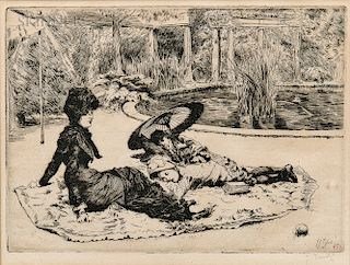 James Jacques Joseph Tissot (French, 1836-1902)  Sur l'herbe