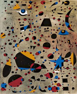 Joan Miró (Spanish, 1893-1983)  Two Works: Le 13 l'échelle a frôlé le firmament
