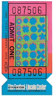 Andy Warhol (American, 1928-1987)  Lincoln Center Ticket