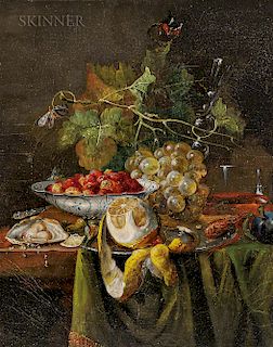 French/American School, 19th Century  Still Life with Fruit and Oyster