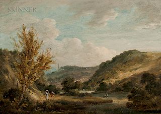 Attributed to Thomas Gainsborough (British, 1727-1788)  Travelers Along a River