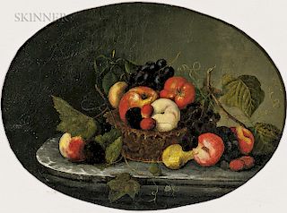 School of Severin Roesen (German/American, 1815-1872)  Fruit Still Life on a Marble Tabletop