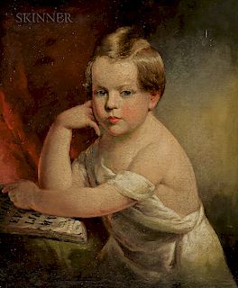 John B. Neagle (American, 1796-1865)  Portrait of a Young Child with an Alphabet Book