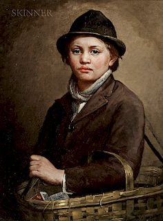 Charles Noel Flagg (American, 1848-1916)  Portrait of a Peddler Boy with a Basket