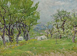 John Joseph Enneking (American, 1841-1916)  Apple Blossoms