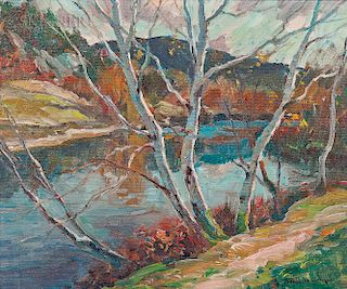 Emile Albert Gruppé (American, 1896-1978)  Birches & Lamoille River