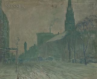 Arthur Clifton Goodwin (American, 1866-1929)  View of Boylston Street and the Arlington Street Church