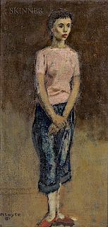 Moses Soyer (American, 1899-1974)  Figure of a Young Woman Standing