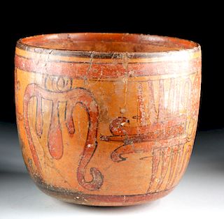 Maya Peten Polychrome Cylinder w/ Abstract Animals