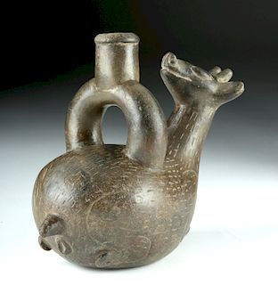 Chavin Pottery Stirrup Vessel - Deer Form