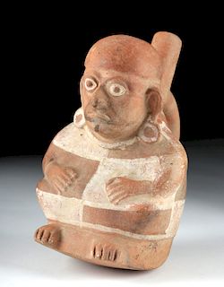 Moche Pottery Polychrome Figural Stirrup Vessel