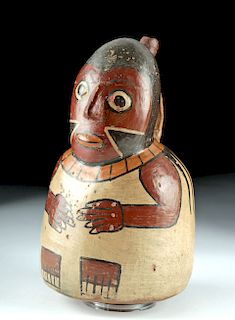 Nazca Polychrome Pottery Figural Stirrup Vessel