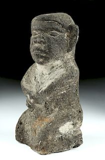 Aztec Volcanic Stone Statue of a Dwarf