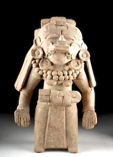 Unusual Veracruz Pottery Standing Figure Whistle