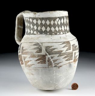 Large Anasazi Pottery Pitcher - Black on White
