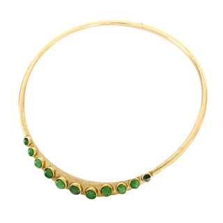 Italian Jade and 14K Choker Necklace