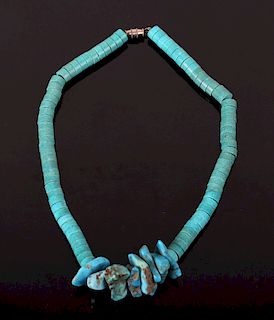 Navajo Turquoise Heishe and Nugget Necklace