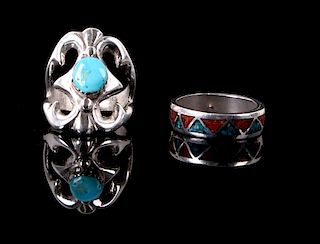 Navajo Silver Turquoise and Multi Stoned Rings.