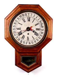 E.N. Welch Pendulum Octagon Eight Day Wall Clock