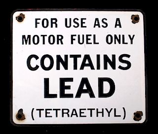 "For Use As A Motor/Contains Lead" Sign circa 1985