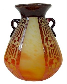 Le Verre Francais Charder Glass Vase