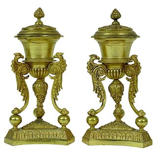Pair Of French Empire Bronze Cassolettes