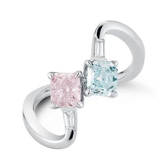 FANCY BLUE AND PINK DIAMOND RING GIA CERT.
