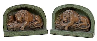 Pair of Lion Bronze Bookend Sculptures