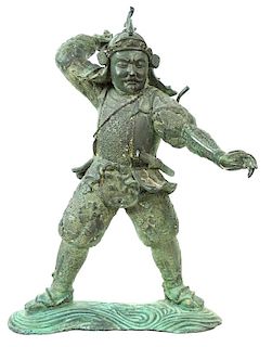 Vintage Chinese Bronze Warrior Sculpture
