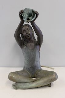 Leonardo Rossi. Signed Bronze Figural Fountain.