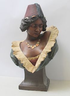 ILLEGIBLY. Signed Terracotta Bust of a  Beauty.