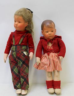 2 Kathe-Kruse Dolls One With 3 Seam Head (?)