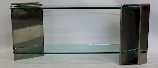 Vintage and Quality Glass & Polished Steel Console