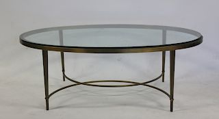 BAKER. Brushed Metal Oval Coffee Table.