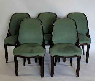 5 Art Deco Upholstered Chairs.